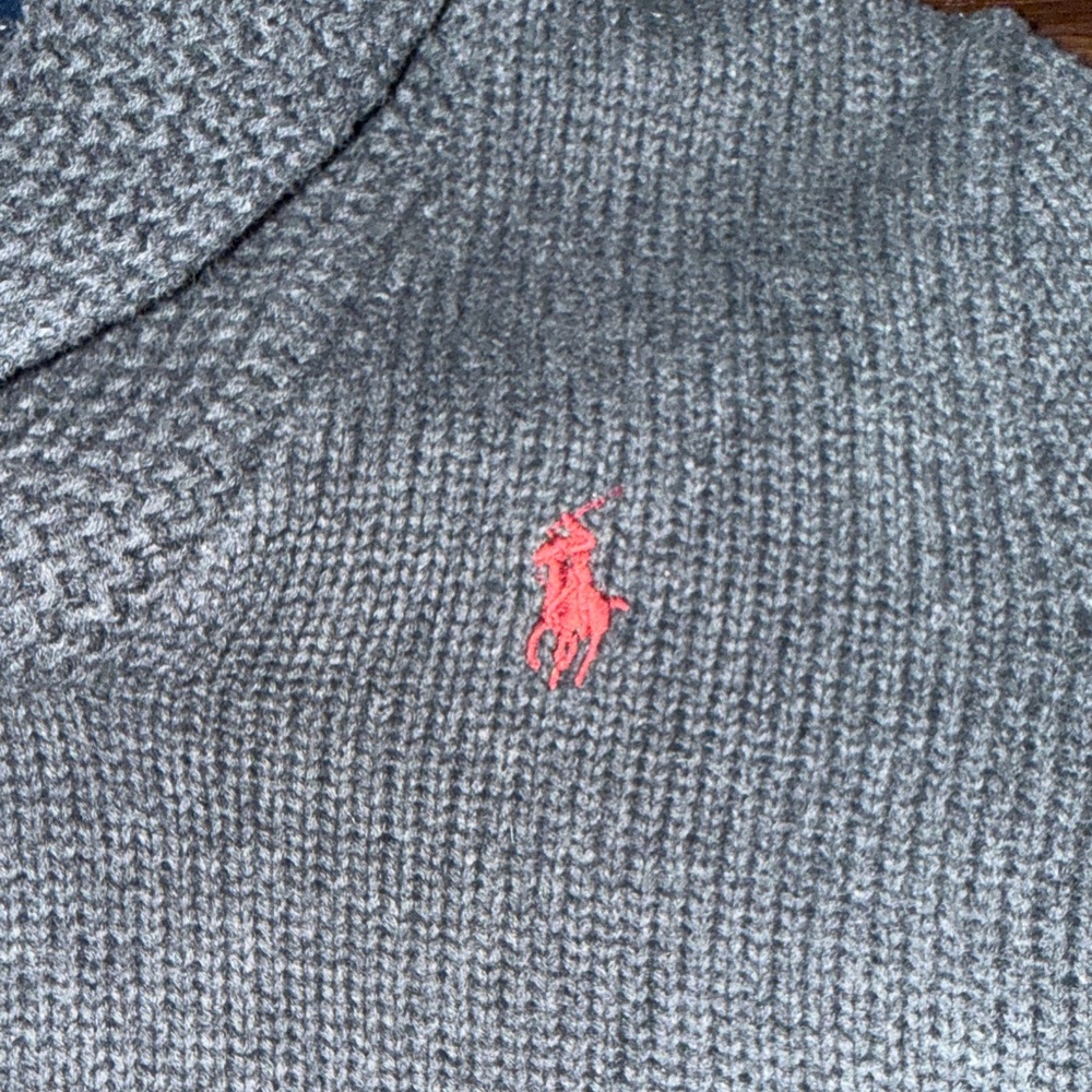 Ralph Lauren Charcoal Turtleneck Sweater with Red Logo - Picture 6 of 7